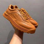 QHCCID – tenis casuales de cuero para hombre con suela elevada