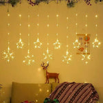 Cortina de luces navideñas LED USB-C – reno, copo, estrella, campana y árbol
