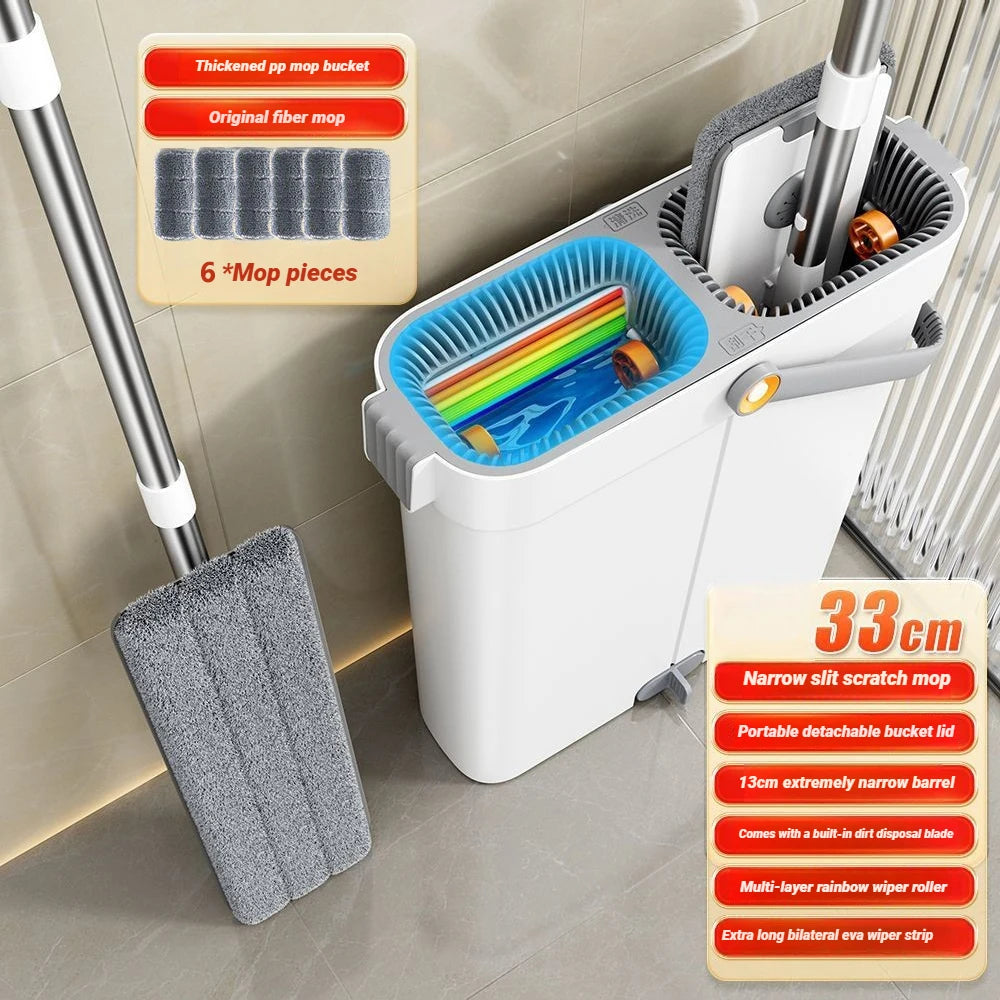 JOYBOS – mopa plana giratoria 360° de 33 cm con cubeta