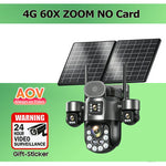 Cámara solar 4 lentes 4G/eSIM – zoom 60X, seguimiento humano y batería 31,200 mAh