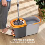Mopa giratoria 360° con cubeta y 4 cabezales de microfibra