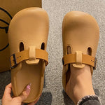 SmilePoP New Women Clogs Garden Slippers Outdoor EVA Beach Slippers Light Easy Clean Kitchen shoes With Buckle Flat Slippers