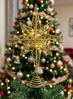 LED Bethlehem Star Christmas Tree Topper – Silver & Gold Glitter