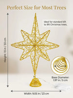 LED Bethlehem Star Christmas Tree Topper – Silver & Gold Glitter
