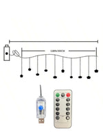 Cortina de luces navideñas LED USB-C – reno, copo, estrella, campana y árbol