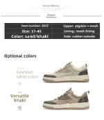 Tenis casuales de malla y cuero para hombre – suela gruesa antideslizante