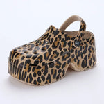 Zuecos chunky de plataforma alta para mujer – leopardo y estampados