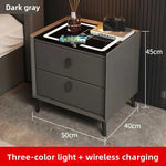 Mesa de noche inteligente con carga inalámbrica, LED, USB y cerradura de huella