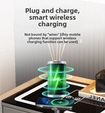 Mesa de noche inteligente con carga inalámbrica, LED, USB y cerradura de huella