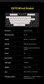 DAREU – Wired Gasket Mechanical Keyboard with RGB & Anti-Ghosting