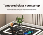 Mesa de noche inteligente de madera con carga inalámbrica y LED táctil de 3 colores
