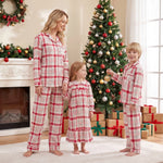Pijamas navideños a cuadros para mamá y niños – manga larga