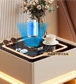 Mesa de noche inteligente con luz de sensor, carga inalámbrica y 3 cajones