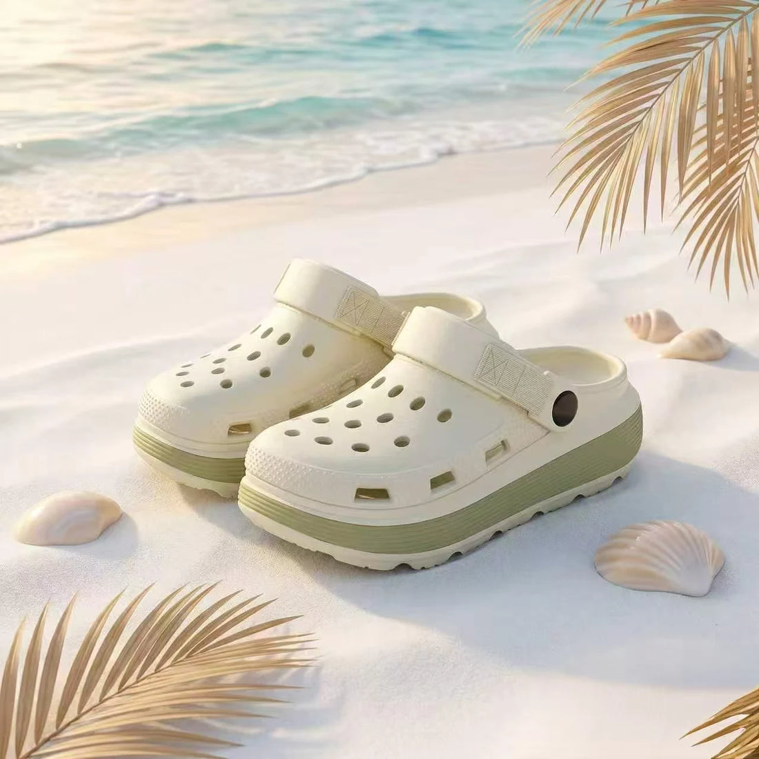 Women Black Platform Clogs Sandals - 2026 Summer Thick Sole Non-slip Garden Shoes - Breathable EVA Beach Slippers for Outdoor