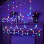 Cortina de luces navideñas LED USB-C – reno, copo, estrella, campana y árbol