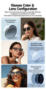 Gafas inteligentes AI con cámara 8 MP – video, traducción, Bluetooth y música