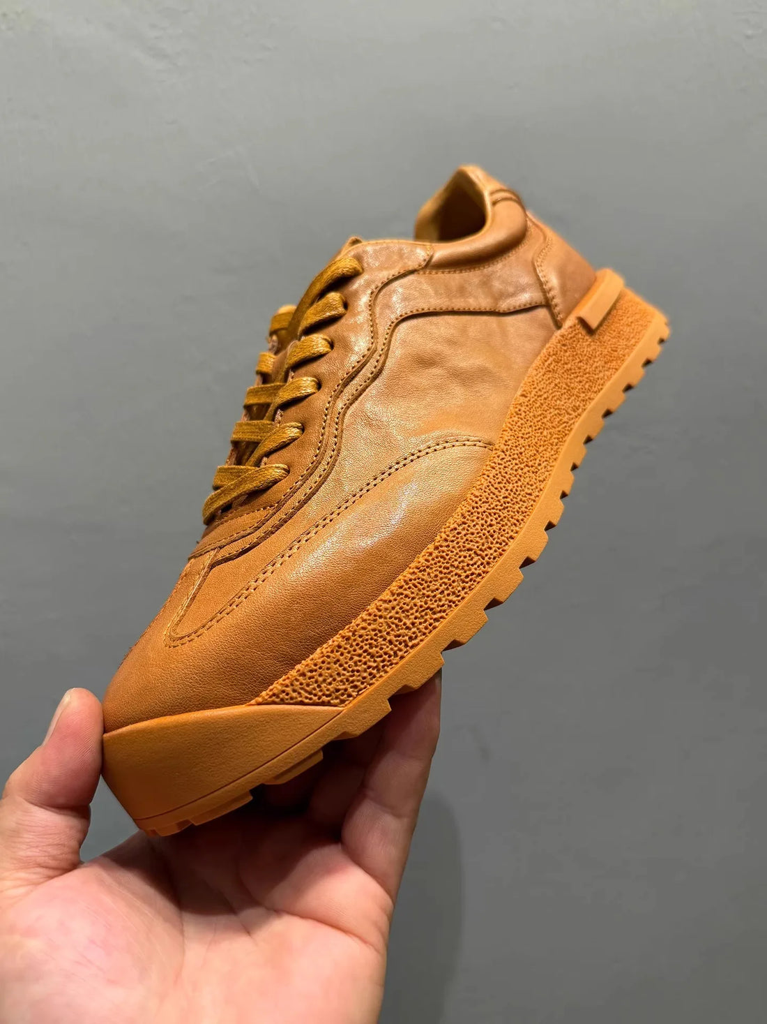 QHCCID – tenis casuales de cuero para hombre con suela elevada