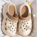 Zuecos DIY con cadena de perlas para mujer – plataforma chunky