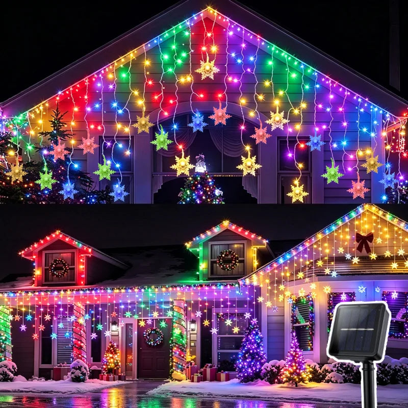 Guirnalda solar LED de copos de nieve – 3,5 m / 7 m