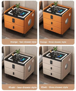 Mesa de noche inteligente de madera con carga inalámbrica y LED táctil de 3 colores
