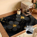 Protector decorativo para estufa – flor negra y dorada