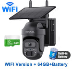 SHIWOJIA 5MP 3K – cámara solar PTZ 4G/WiFi con visión nocturna y detección humana