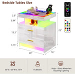 RGB Smart Nightstand with USB-C, Motion Sensor & 2 Drawers