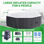 Jacuzzi inflable poligonal para 4–6 personas con 130 AirJets y PVC resistente a fugas