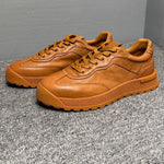 QHCCID – tenis casuales de cuero para hombre con suela elevada