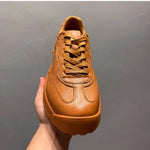 QHCCID – tenis casuales de cuero para hombre con suela elevada