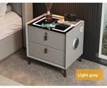 Mesa de noche inteligente con carga inalámbrica, LED, USB y cerradura de huella