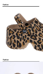 Zuecos chunky de plataforma alta para mujer – leopardo y estampados
