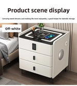 Mesa de noche inteligente de madera con carga inalámbrica y LED táctil de 3 colores