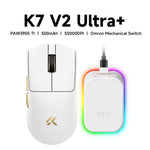 MCHOSE K7 V2 – mouse gamer inalámbrico PAW3955, 50K DPI, Dual 8K y base de carga