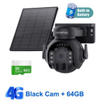 SHIWOJIA 5MP 3K – cámara solar 4G/WiFi PTZ con visión nocturna y detección PIR