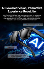 Gafas inteligentes AI con cámara 8 MP – video, traducción, Bluetooth y música